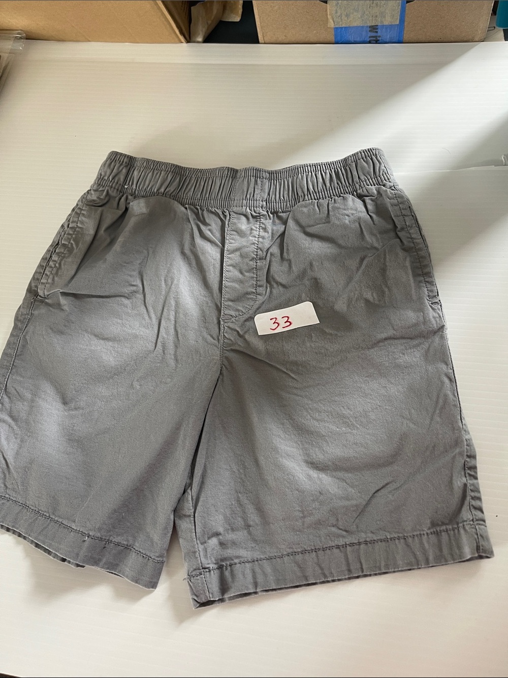 Kids Gray Elastic-Waist Casual Shorts